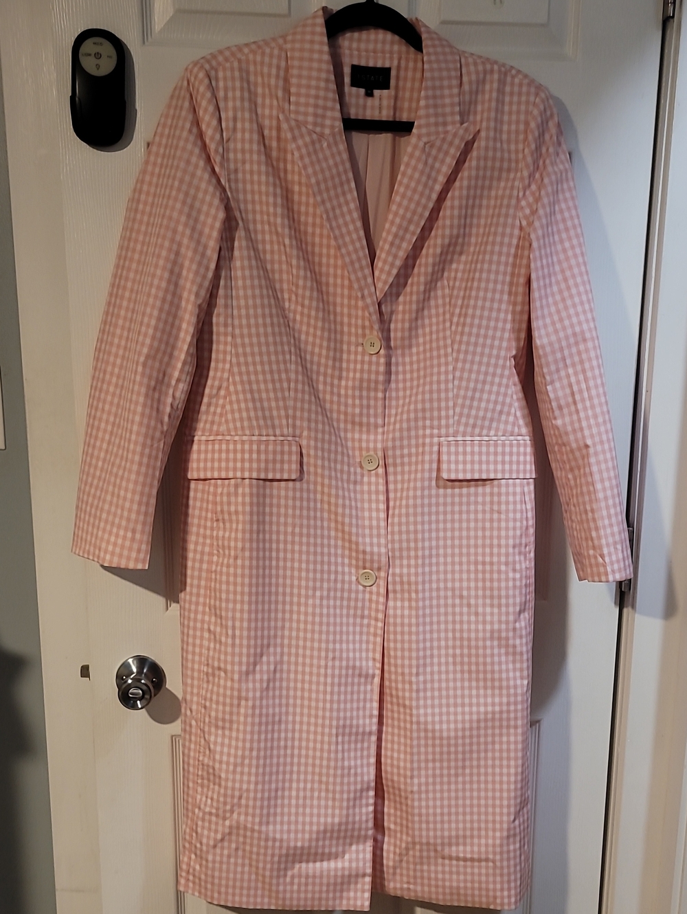 1. State Pink Gingham Single-Breasted Trench Coat